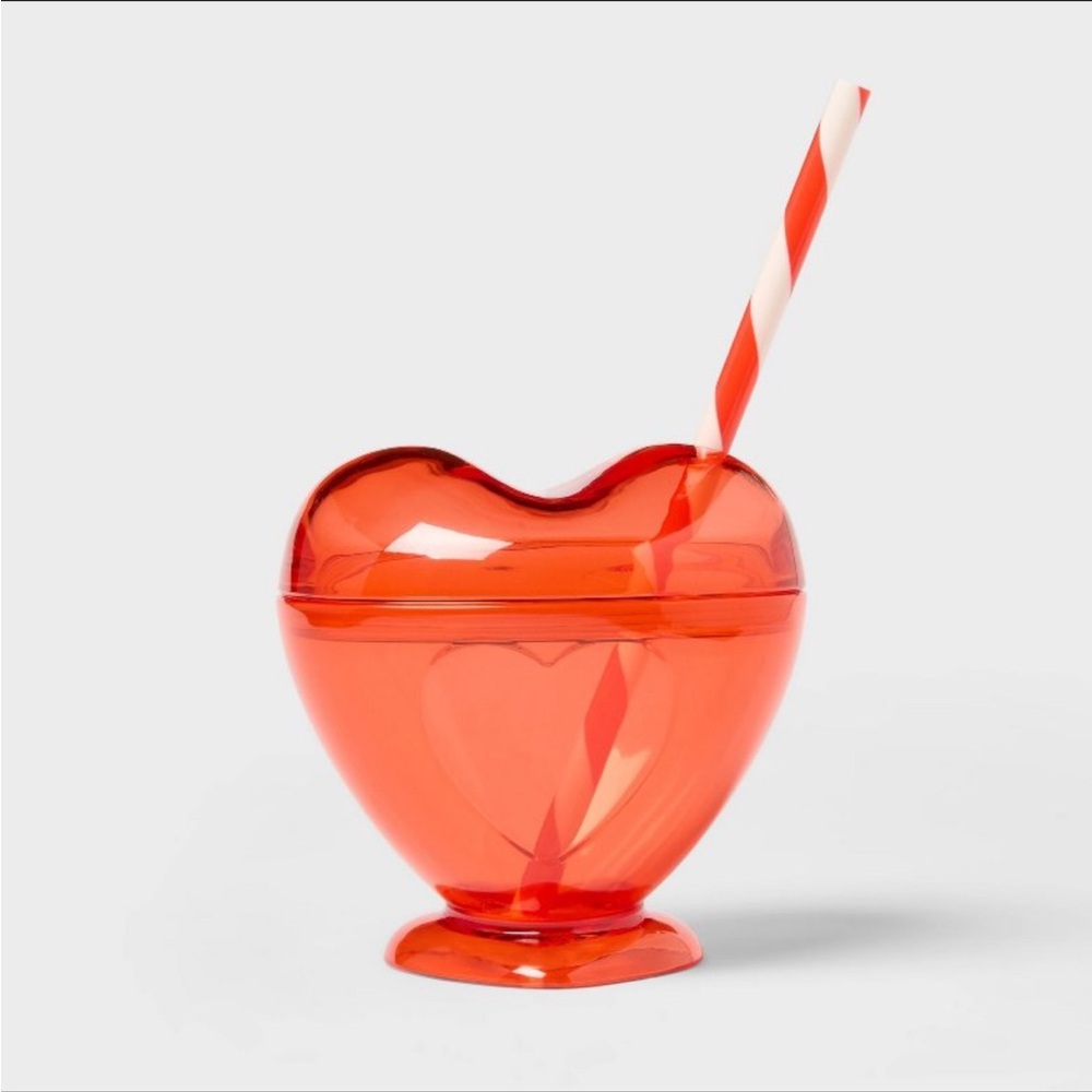 3 Pack Room Essentials Red Heart Tumblers with Straws